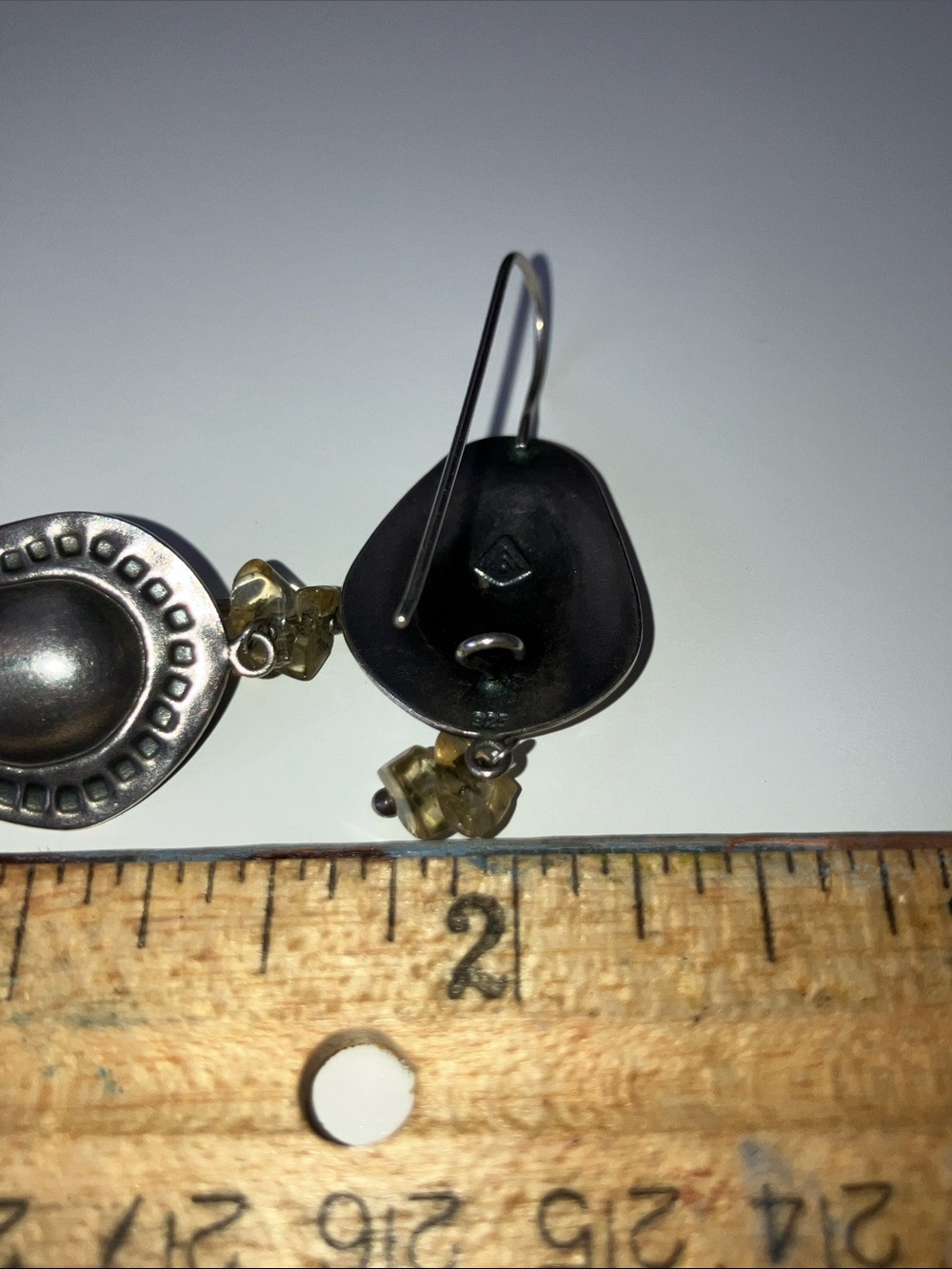 Silpada Sterling-Style Teardrop Earrings with Citrine Chip Drops - Picture 4 of 6